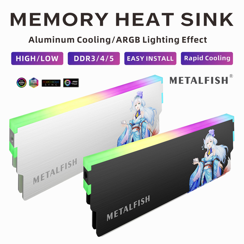 Ddr4 8Gb - METALFISH DRAM المبرد 5V-3PIN ARGB DDR3